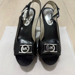Michael Kors Black and Silver Heels with Emblem